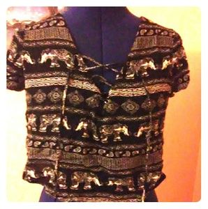 Black and White Elephant Patterned Crop top